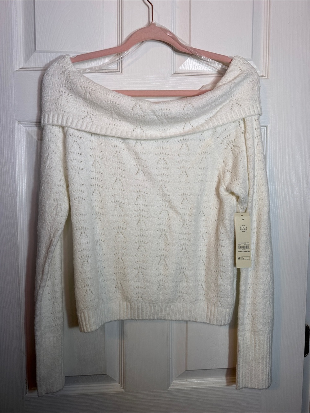 No Boundaries Off-Shoulder Cream Knit Sweater